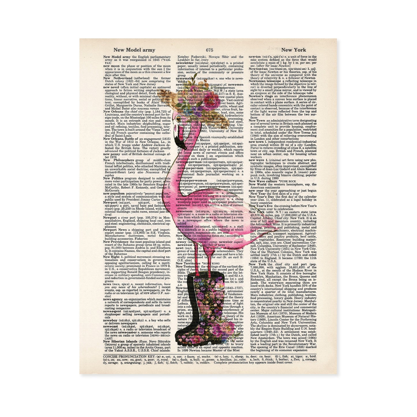 Flamingo with Rain Boots Print in watercolors