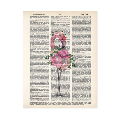 Flamingo with Watercolor Floral Body and Floral Crown
