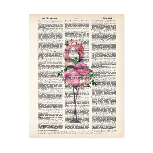 Flamingo with Watercolor Floral Body and Floral Crown