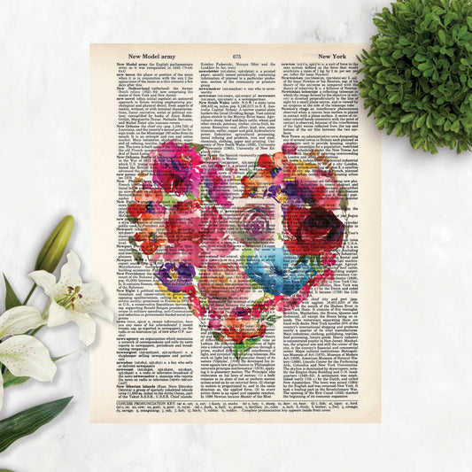 Floral Heart with watercolor flowers