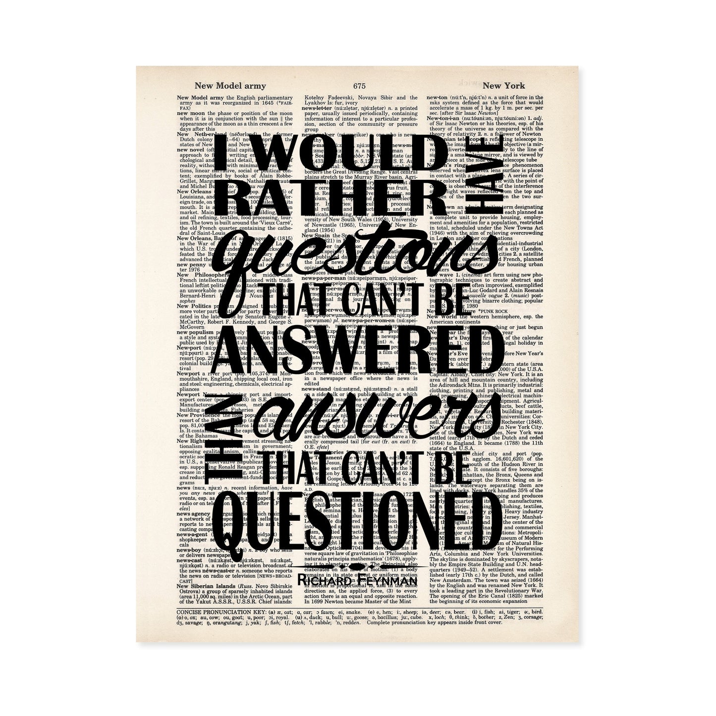 Feynman Quote - I Would Rather Have Questions
