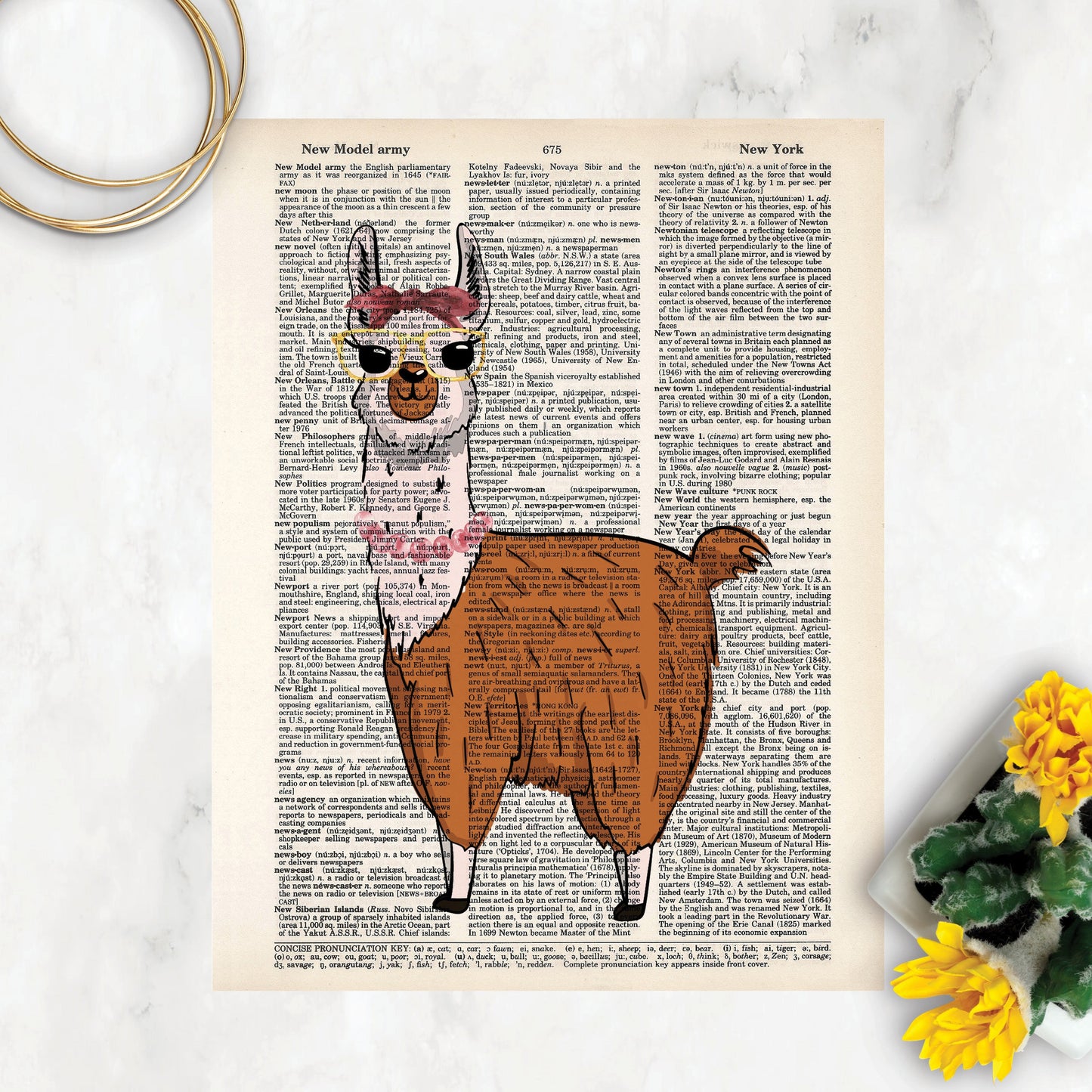 Llama Girl with Headband and Glasses