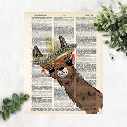 Llama with Sombrero and Glasses