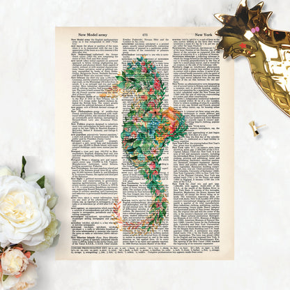 Tropical Watercolor Seahorse