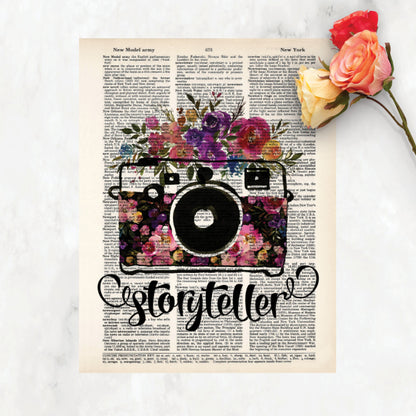 Storyteller Camera with Watercolor Flowers