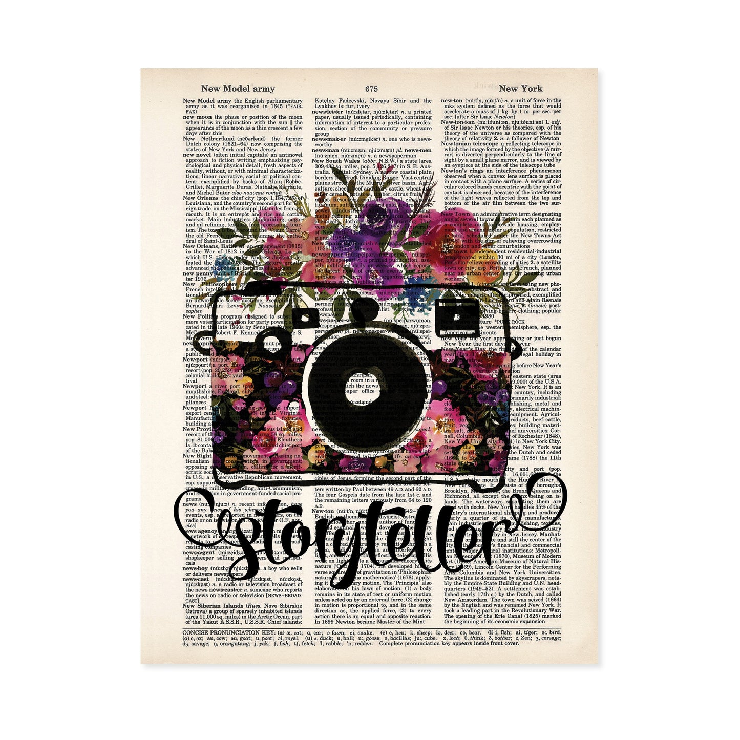 Storyteller Camera with Watercolor Flowers